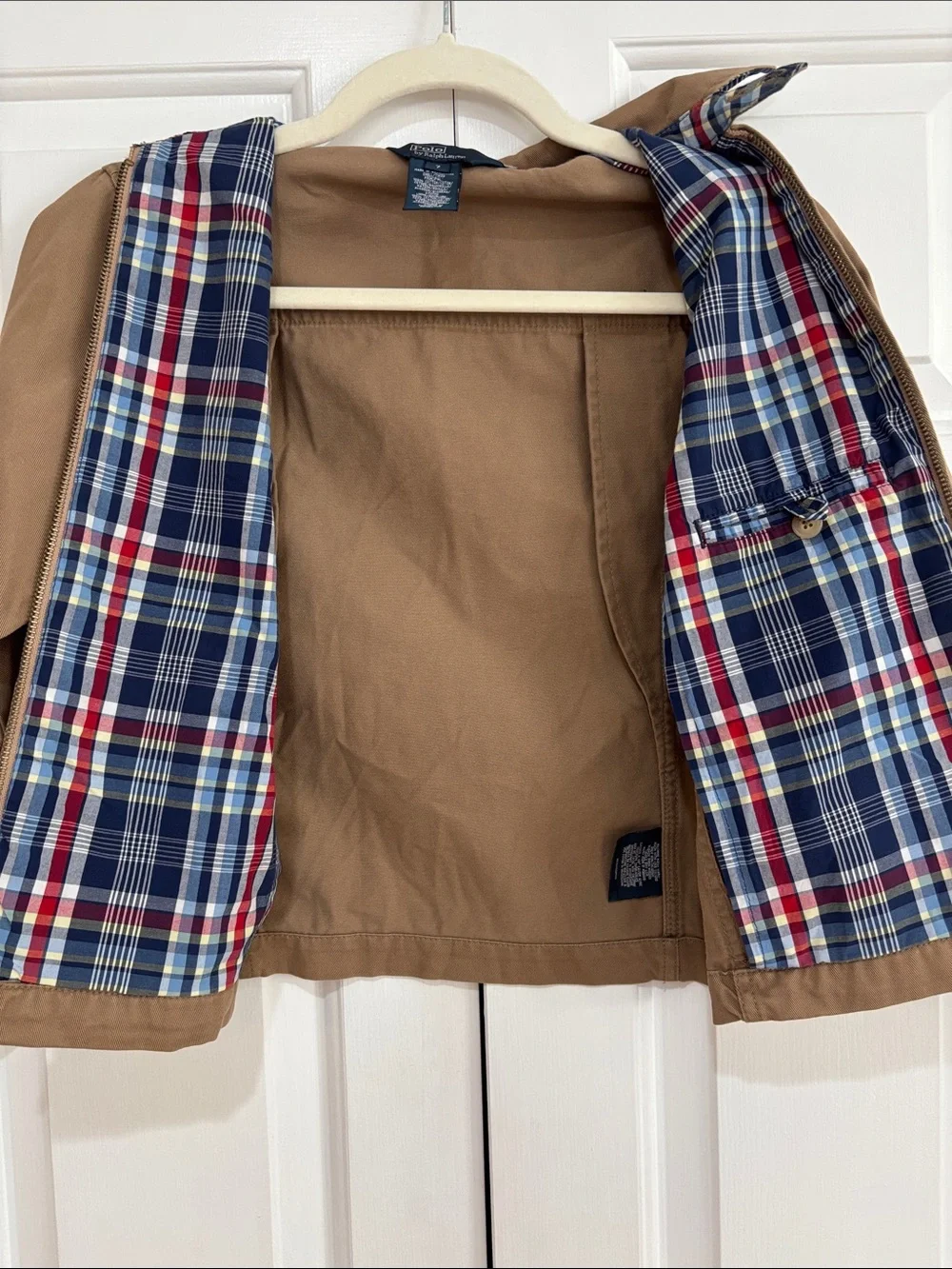 Polo by Ralph Lauren Dark Tan Zip Collar Windbreaker Jacket Boys Size 7 EUC